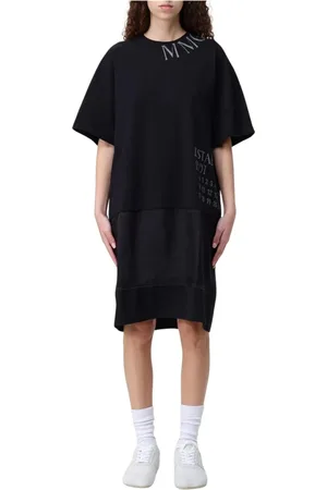 Maison Margiela Kjole, Dame, Sort, XS, Elegant Sort Midi Kjole Minimalistisk Stil