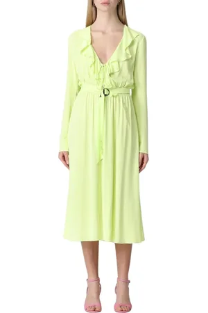 Patrizia Pepe Kjole, Dame, Grøn, L, Livlig Lime Ruffle Midi Kjole