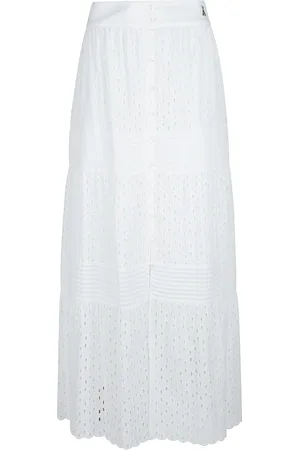 Patrizia Pepe Nederdel, Dame, Hvid, 2XS, Elegant Maxi Nederdel til Kvinder