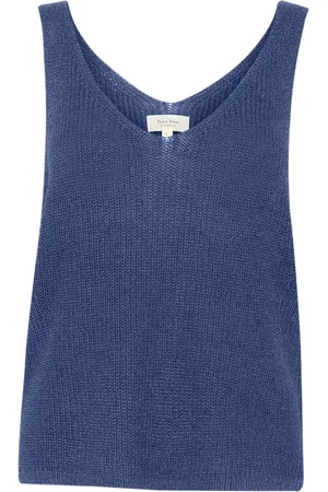 Part Two Top, Dame, Blå, XL, Bomuld, Ocean Strik Top Rebecca Stil