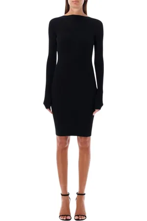 Rick Owens Kjole, Dame, Sort, S, Uld, Sort Ribstrikket Minikjole