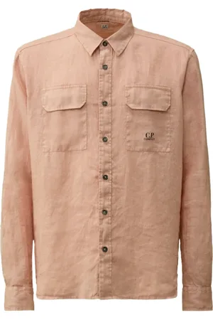 C.P. Company Skjorte, Herre, Lyserød, XL, Linned, Misty Rose Linnedskjorte Langærmet