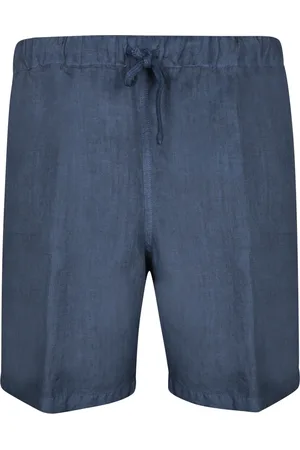 120% Lino Shorts, Herre, Blå, S, Linned, Linned Bermuda Shorts med elastik i taljen