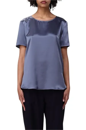 Max Mara Bluser & Skjorter, Dame, Blå, L, Elegant Silkebluse