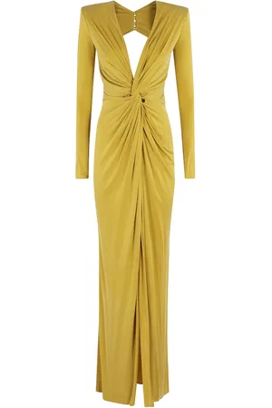 Elisabetta Franchi Kjole, Dame, Gul, XL, Polyester, Elegant Kjole til Særlige Lejligheder