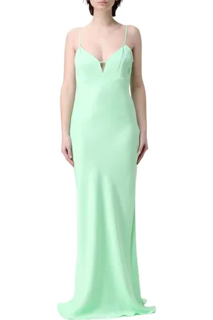 Twin-Set Kjole, Dame, Grøn, L, Elegant Sort V-Neck Slip Kjole