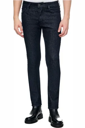 Jacob Cohen Jeans, Herre, Blå, W33, Læder, Mørkeblå Regular Fit Jeans