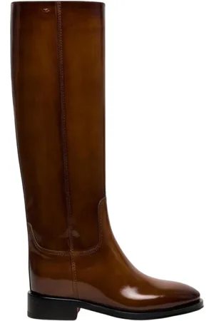 santoni Sko, Dame, Brun, 38 EU, Læder, Brun Læder Knæhøje Støvler