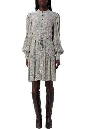 Twin-Set Kjole, Dame, Grå, L, Elegant Puff Sleeve Mini Dress