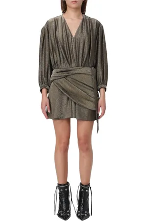 Balenciaga Kjole, Dame, Grøn, S, Uld, Guld Metallic Wrap Kjole