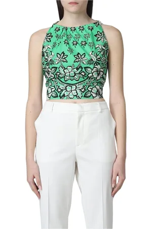RED Valentino Top, Dame, Grøn, XS, Grøn Blomstret Halterneck Top