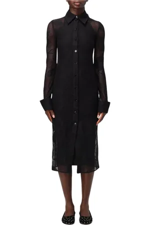 Sportmax Kjole, Dame, Sort, S, Hvid Blonde Midi Skjortekjole