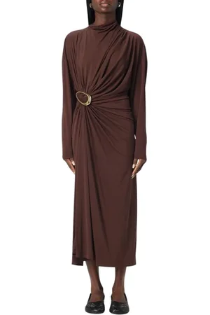 Bottega Veneta Kjole, Dame, Brun, S, Elegant Strik Midi Kjole