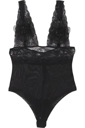 Elisabetta Franchi Top, Herre, Sort, S, Uld, Blomstret Blonde Body Elegant Stil