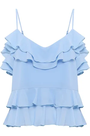INWEAR Top, Dame, Blå, L, Uld, Blå Serenity Ruffle Top Bluse