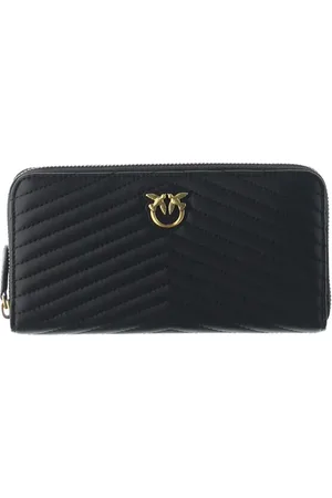 Pinko Tilbehør, Dame, Sort, ONE SIZE, Læder, Chevron Nero Zip Around Wallet