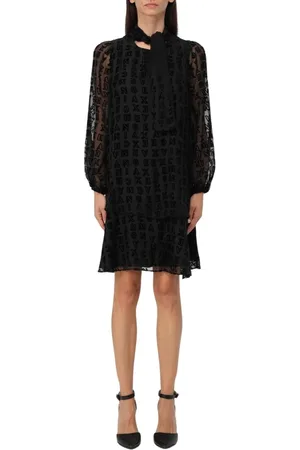 Armani Exchange Kjole, Dame, Sort, 2XS, Chiffon, Velvet Letter Mini Kjole