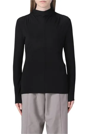 Jil Sander Top, Dame, Sort, M, Uld, Sort langærmet top