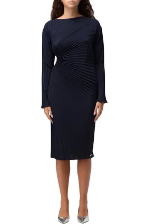 Kenzo Kjole, Dame, Blå, XS, Polyester, Blå Plisseret Midi Kjole Elegant Stil