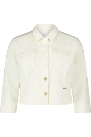 Betty & Co Jakke, Dame, Hvid, 3XL, Uld, Stilfuld Denimjakke med Lommer