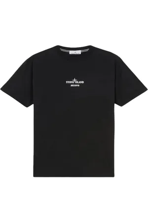 Stone Island Top, Herre, Sort, S, Bomuld, Bomuld Jersey Arkiv Print T-shirt
