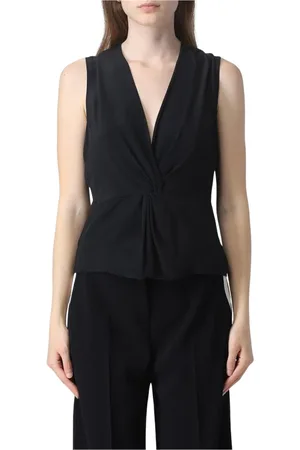 Pinko Top, Dame, Sort, S, Uld, Sort Ærmeløs Twist Bluse