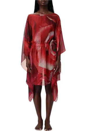 Roberto Cavalli Kjole, Dame, Rød, S, Rød Rose Print Mini Kjole
