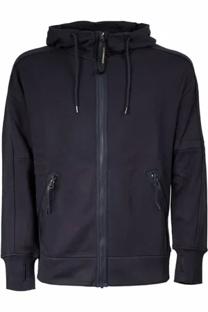 C.P. Company Sweathshirts & Hoodies, Herre, Blå, L, Diagonal Fleece Goggle Hættetrøje