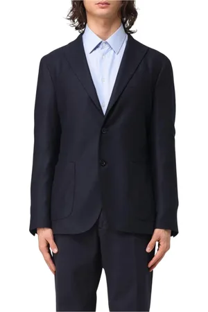 Boglioli Jakkesæt, Herre, Blå, 4XL, Uld, Blå Ustruktureret Blazer
