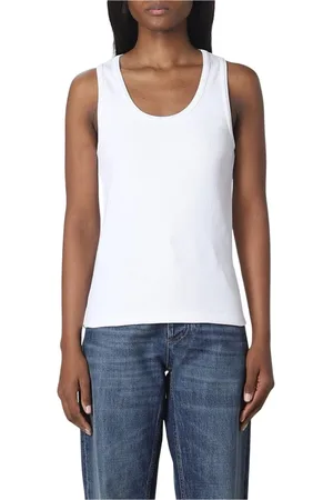 Bottega Veneta Top, Dame, Hvid, XS, Hvid Ribbet Tank Top