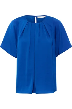 INWEAR Bluser & Skjorter, Dame, Blå, S, Blå Bluse med Korte Ærmer