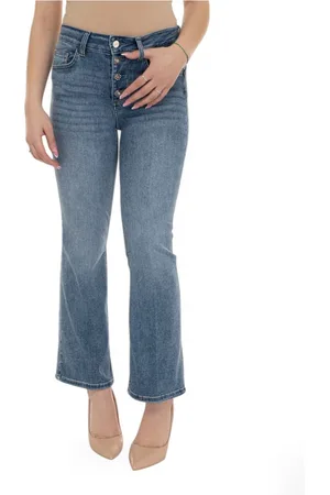 Liu Jo Jeans, Dame, Blå, W33, Denim, Trompetbund Denim Jeans med knapper