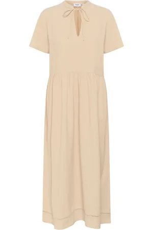 Saint Tropez Kjole, Dame, , S, Bomuld, Flæse Maxi Kjole Irish Cream