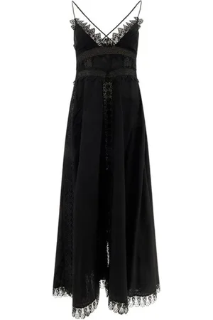 CHARO RUIZ IBIZA Kjole, Dame, Sort, M, Uld, Elegant Knielang Kjole med Blonder