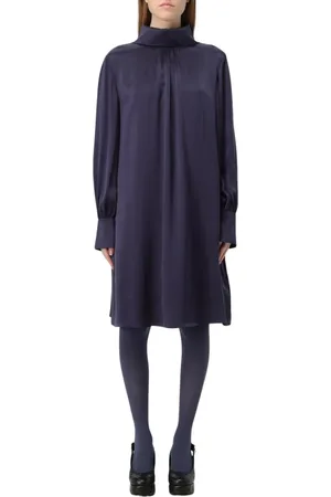 Aspesi Kjole, Dame, Blå, S, Blå Aline Mini Kjole Mock Hals