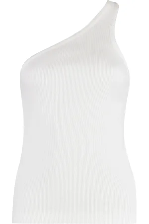 AGOLDE Top, Dame, Hvid, M, Uld, Ribbet One-shoulder Top