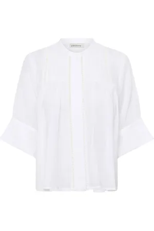Karen by Simonsen Bluser & Skjorter, Dame, Hvid, M, Hvid Bluse med Brede Ærmer