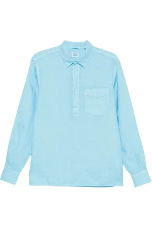 Aspesi Skjorte, Herre, Blå, 2XL, Linned, Linnedskjorte med frontknapper