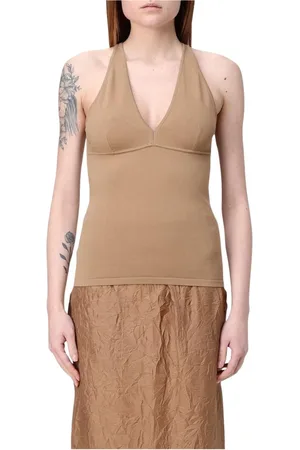 Max Mara Top, Dame, Brun, XS, Brun Strikærme Top