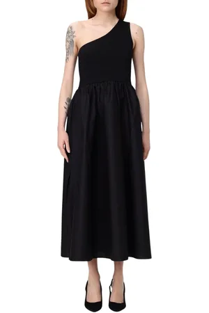 Twin-Set Kjole, Dame, Sort, XS, Elegant Midi Kjole med Blonder