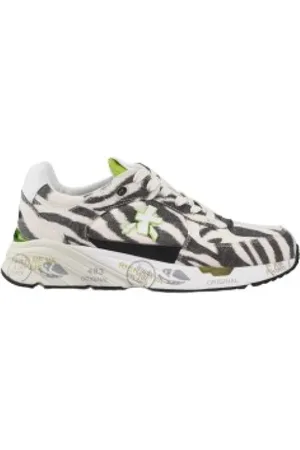 Premiata Sko, Dame, Flerfarvet, 37 EU, Tyl, Vintage Style Sneakers med Levende Detaljer