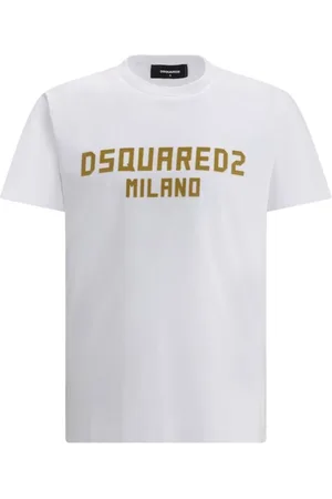 Dsquared2 Top, Herre, Hvid, L, Bomuld, Monogram Bomuld T-shirt, Almindelig Pasform