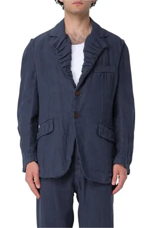 Vivienne Westwood Jakke, Herre, Blå, L, Linned, Blå Linned RelaxedFit Blazer Rynket Krave