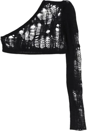 Rick Owens Top, Dame, Sort, L, Uld, Sort One-Shoulder Striktop