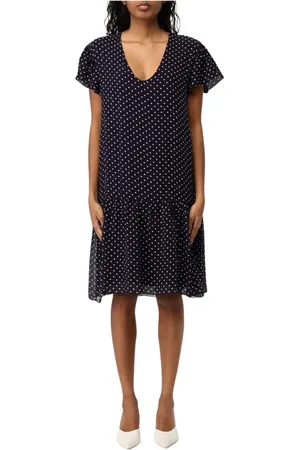 Kaos Kjole, Dame, Blå, L, Blå Polka Dot Mini Kjole