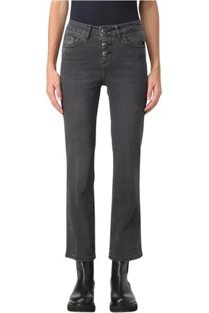 Liu Jo Jeans, Dame, Sort, W26, Bomuld, Sorte Straight Leg Jeans med knaplukning