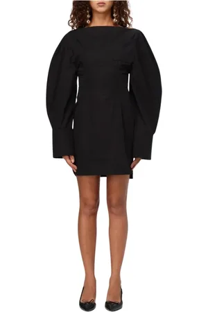 Jacquemus Kjole, Dame, Sort, S, Bomuld, Sort Poplin Mini Kjole