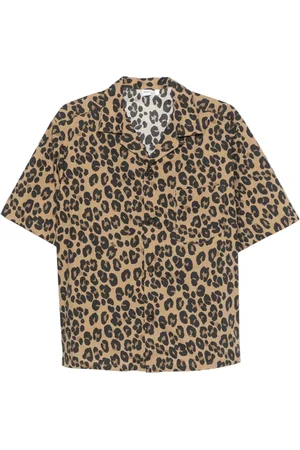 Aspesi Skjorte, Herre, Brun, XL, Bomuld, Leopard Print Skjorte Jarvis Brun