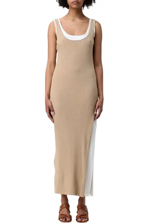 Twin-Set Kjole, Dame, , M, Sort Ribstrikket Midi Kjole