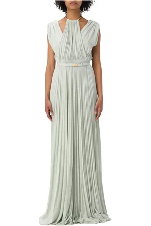 Elisabetta Franchi Kjole, Dame, Grøn, XS, Polyester, Mint Halter Maxi Kjole